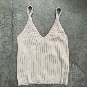 NWOT light beige tan tank top ribbed size small She + Sky, never worn
